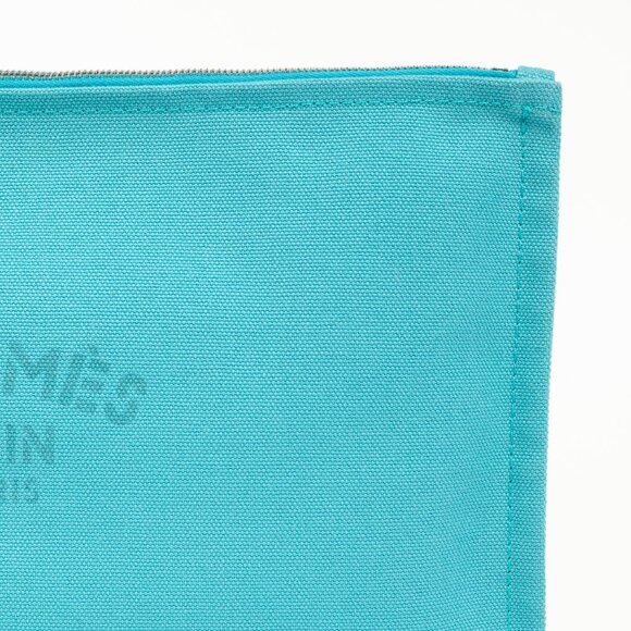 Hermes Flat Yachting GM Blue Logo Toile Pouch - Picture 5 of 11